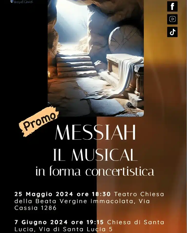 locandina per il promo del musical Messiah dei 7 Hills Gospel Choir